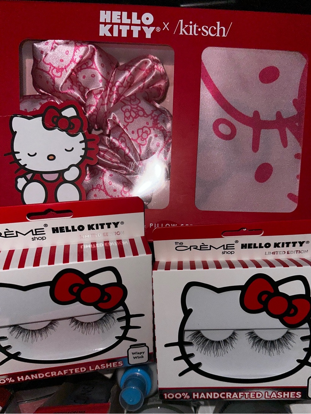 Hello Kitty Pink Party Eye Lash & Satin Pillow Gift Set